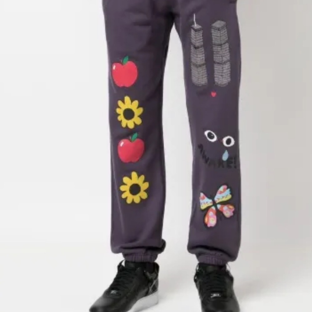 Awake NY MENS GRAPHIC PRINT ELASTICATED TRACK PANTS L